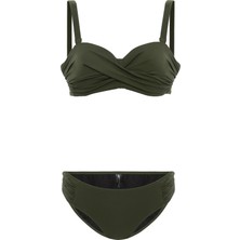 Aquaviva Kadın Haki Biana Dönen Straplez Bikini Takımı