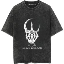 Tarzsokak Rock Serisi Black Blood Baskılı Unisex Oversize