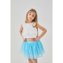 Mavi  Üzeri Pullu Kız Çocuk Etek - Gracie