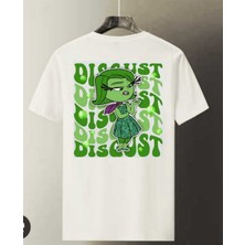 Tarz Sokak Beyaz Ters Yüz Karakterleri Ön Arka Baskılı Oversize