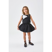 Siyah  Organze Fiyonklu Kız Çocuk Ikili Takım - Gale