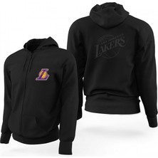 Los Angeles Lakers Grey Silhouette Siyah Fermuarlı Limited Edition Kapşonlu Sweatshirt