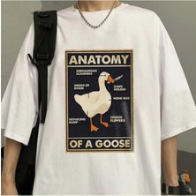 Tarzsokak Duck Anatomy Baskılı Beyaz Unisex Oversize