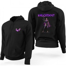 Valorant Reyna Siyah Fermuarlı Limited Edition Kapşonlu Sweatshirt