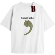 Tarz Sokak Catastrophe  Oversize Yazılı Tshirt Beyaz