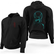 Skrillex Silliuette Siyah Fermuarlı Limited Edition Kapşonlu Sweatshirt