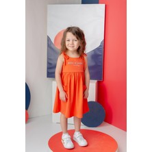 Kız Çocuk Askılı Penye Elbise - Coral