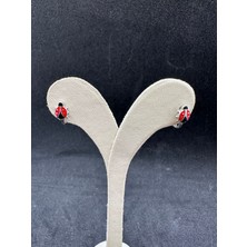 Benekli Küçük Uğur Böceği Gümüş Çocuk Küpesi