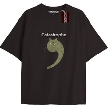 Tarz Sokak Catastrophe  Oversize Yazılı Tshirt Siyah