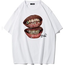 Brz Collection Be Real No Cap Grillz Tee T-Shirt Beyaz
