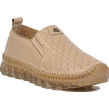 Bej Hakiki Deri Kadın Günlük Ayakkabı 0002 Z