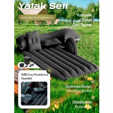 DEANB 4in1 Ce Universal Uyumlu Kompresörlü Araç Içi Arka Koltuk Şişme Yatak 2 Yastık Şişirme Full Set