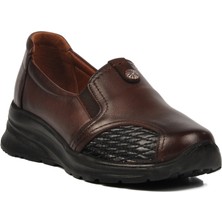 Kahve Hakiki Deri Kadın Günlük Ayakkabı 0042 Z