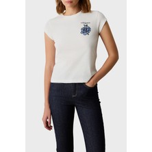 Bsb % 100 Pamuk Regular Fit Bisiklet Yaka Sırt Baskılı T Shirt Bayan T Shirt 053