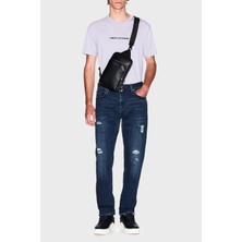 Armani Exchange Yırtıklı Streç Pamuklu Skinny Fit Normal Bel Dar Paça Jeans Erkek Kot Pantolon XM000070 AF15188 MB010