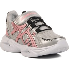 Gümüş-Pembe Cırtlı Hafif Çocuk Spor Ayakkabı 2351 P