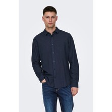 Only & Sons Onscaiden Keten ve Pamuk Karışımlı Slim Fit Gömlek Erkek Gömlek 22012321