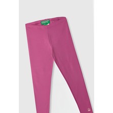 United Colors Of Benetton  Pamuk Karışımlı Lastikli Bel Logolu Tayt Kız Çocuk Tayt BNTG21767