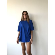 Drappe Drappe  Bisiklet Yaka Basic T-Shirt - Mavi