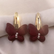 Incili Kelebek Desenli Çıtçıtlı Toka