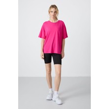 Drappe Drappe  Bisiklet Yaka Basic T-Shirt - Fuşya