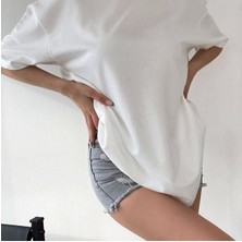 Drappe Drappe  Bisiklet Yaka Basic T-Shirt - Beyaz