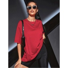 Drappe Drappe  Bisiklet Yaka Basic T-Shirt - Turuncu
