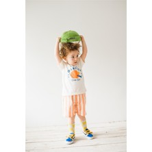Erkek Bebek T-Shirt Çizgili Şort Takım Turuncu