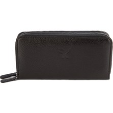 Karalı  Deri Unisex Portföy Siyah BC401-1