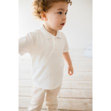 Örme Kumaş Erkek Çocuk Polo Yaka T-Shirt Beyaz