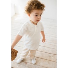 Örme Kumaş Erkek Çocuk Polo Yaka T-Shirt Beyaz