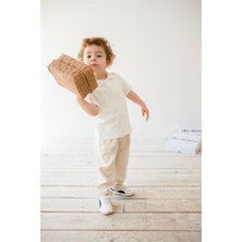 Örme Kumaş Erkek Çocuk Polo Yaka T-Shirt Beyaz