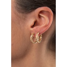 Fiyonk Kuyumculuk 14 Ayar Altın Büyük Pullu Küpe