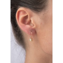 Fiyonk Kuyumculuk 14 Ayar Altın Kristal Mini Top Küpe