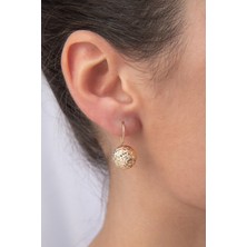 Fiyonk Kuyumculuk 14 Ayar Altın Kristal Büyük Top Küpe