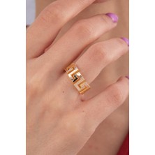 Fiyonk Kuyumculuk 22 Ayar Görünümlü 14 Ayar Altın Greek Desenli Ajda Yüzük