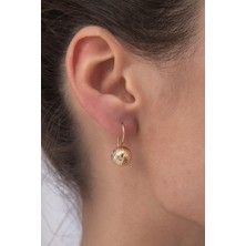 Fiyonk Kuyumculuk 14 Ayar Altın Işıltılı Kalemli Orta Top Küpe