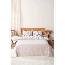 Zigzag Açık Gri Çift Kişilik %100 Pamuklu Nevresimli Pike Takımı - 5 Parça Çeyiz Seti