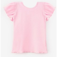 Pembe  Arkası Çapraz Biyeli Kız Çocuk Tişört - Julie