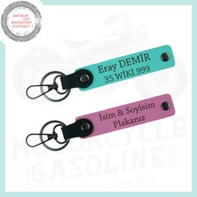 Pembe-Turkuaz, Motosiklet Yolculuğunuzu Anlatan Kişiye Özel Isminiz ve Plakanız Yazılı Anahtarlık