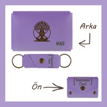 Miaju Açık Mavi, Hayat Ağacı Motifi, Isme Özel Cüzdan Ve Anahtarlık Set, Arkadaşa Unutulmaz Armağan Hediye