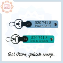Koyu Turkuaz-Gök Mavi, Size Özel Tasarım İsim Yazılı 520 741 8 Sayısıyla Denge ve Huzur Anahtarlığı