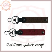 Koyu Kahve-Bordo, İsmin Yazılı Bolluk Kaynağı Hediye İçin İdeal 520 741 8 Güç ve Enerji 2'li Anahtarlık