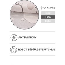 Ay ve Bulut Desenli Yuvarlak Çocuk Halısı – Dayanıklı, Kaymaz Pamuk Dokuma Tabanlı Halı (Oyun & Çocuk Odası İçin Uygun)