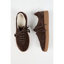 Krähe Palminteri Erkek Deri Kahve Sneakers Kauçuk Tabanlı Düz Bağcıklı Ayakkabı