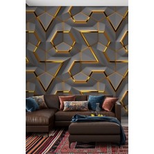 Duvar Kağıdı 3D Geometrik Şekil Desenli Silinebilir Tekstil Duvar Kağıdı