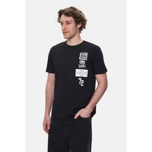 Tomlınson Siyah Bisiklet Yaka Baskılı Standard Fit Erkek Tshirt