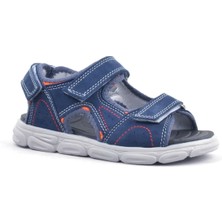 Rakerplus Hakiki Deri Lacivert Cırtlı Çocuk Sandalet