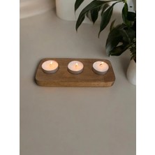3'lü Doğal Ahşap Mumluk Set, Dekoratif Mumluk, Hediyelik Eşya, Tealight Mumluk