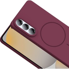 Case Port Samsung Galaxy S25 Edge ile Uyumlu Kilif ile M-Safe Sarj Özellikli Tam Koruma Sik Tasarimli Ruby Sert Kapak